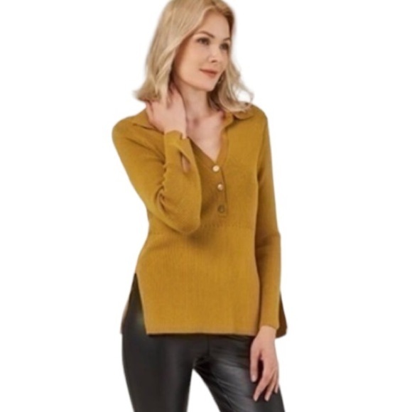 Adyson Parker Gray Knit Johnny Collar Sweater Size Large - Picture 3 of 10